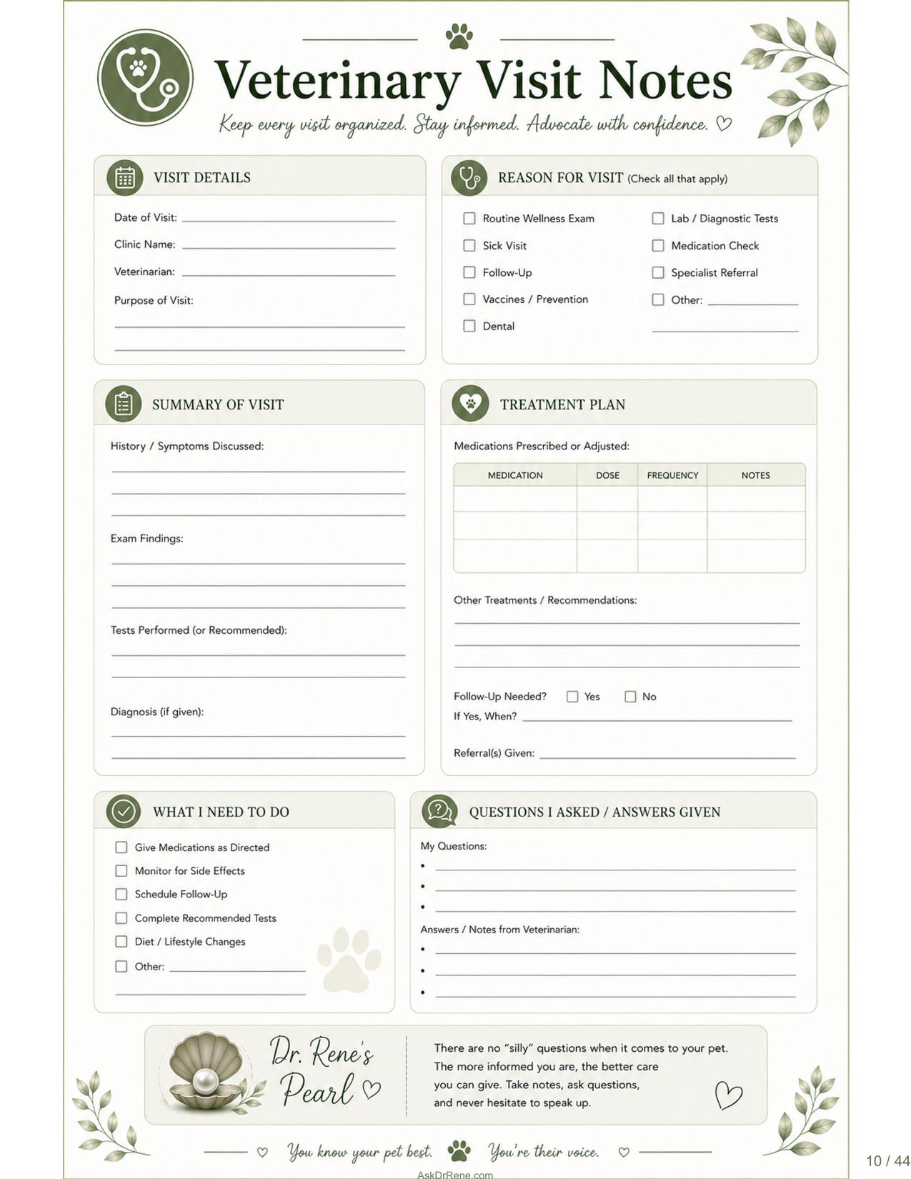 Veterinary Notes journal page preview